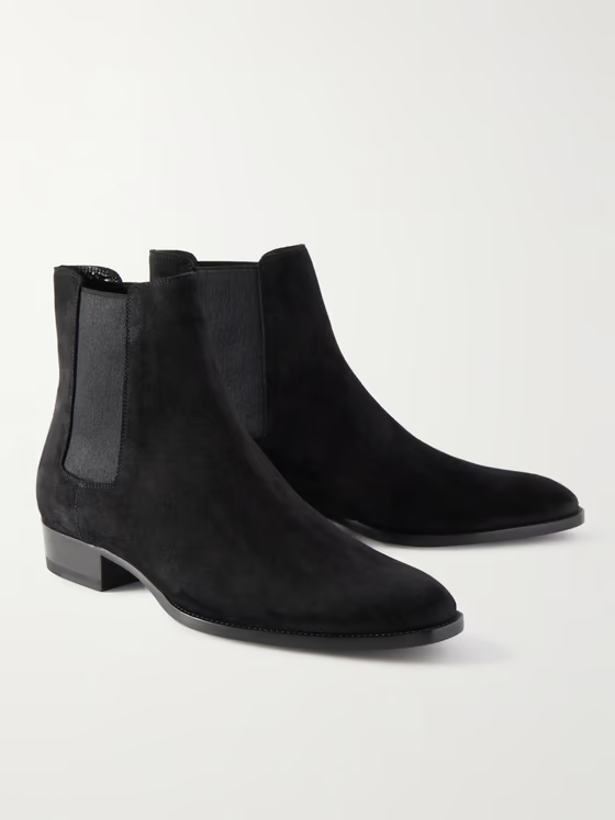 $1190 Saint Laurent Wyatt Black Suede Chelsea Boots 43 10 | eBay