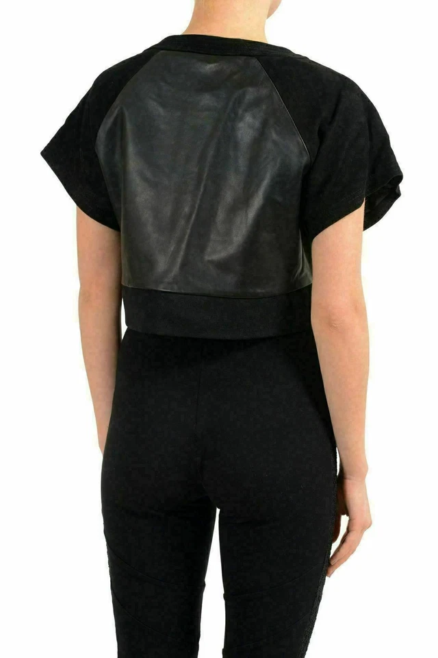 Just Cavalli Women's Suede Leather Snake Print Cropped Top US S IT 40 - Photo 2/4