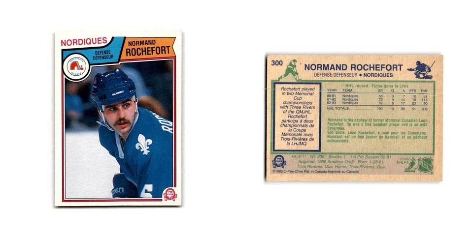 1983 O-Pee-Chee Normand Rochefort Quebec Nordiques #300 - Image 3 of 3
