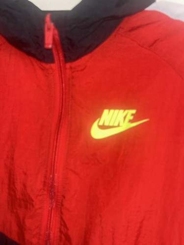 Nike Nylon Windbreaker Jacket XL retro fluorescent yellow Spell out - Picture 4 of 6