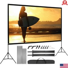 120" Projector Screen w/Stand Set Portable Home Outdoor 3D Movie Screen 16:9 HD