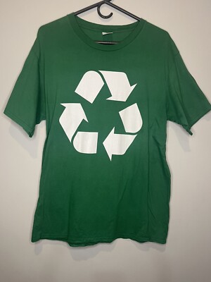 Vintage Port & Company Green Recycle Symbol T Shirt Retro Logo Mens Graphic Tee