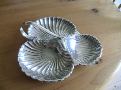 ANTICO VASSOIO DA PORTATA EPNS A FORMA DI CONCHIGLIA-VGC.-SHEFFIELD MAKER.