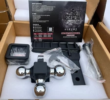 Adjustable Trailer Hitch 2.5" Receiver 6" Drop Hitch Tri-Ball Mount with Hook