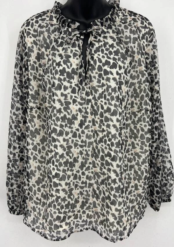 Ava & Viv женщин животных печати леопард блузка плюс 1 X новый длинным рукавом замочная скважина