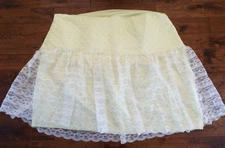 Yellow Baby Bassinet Liner Skirt White Lace Vintage Quilted