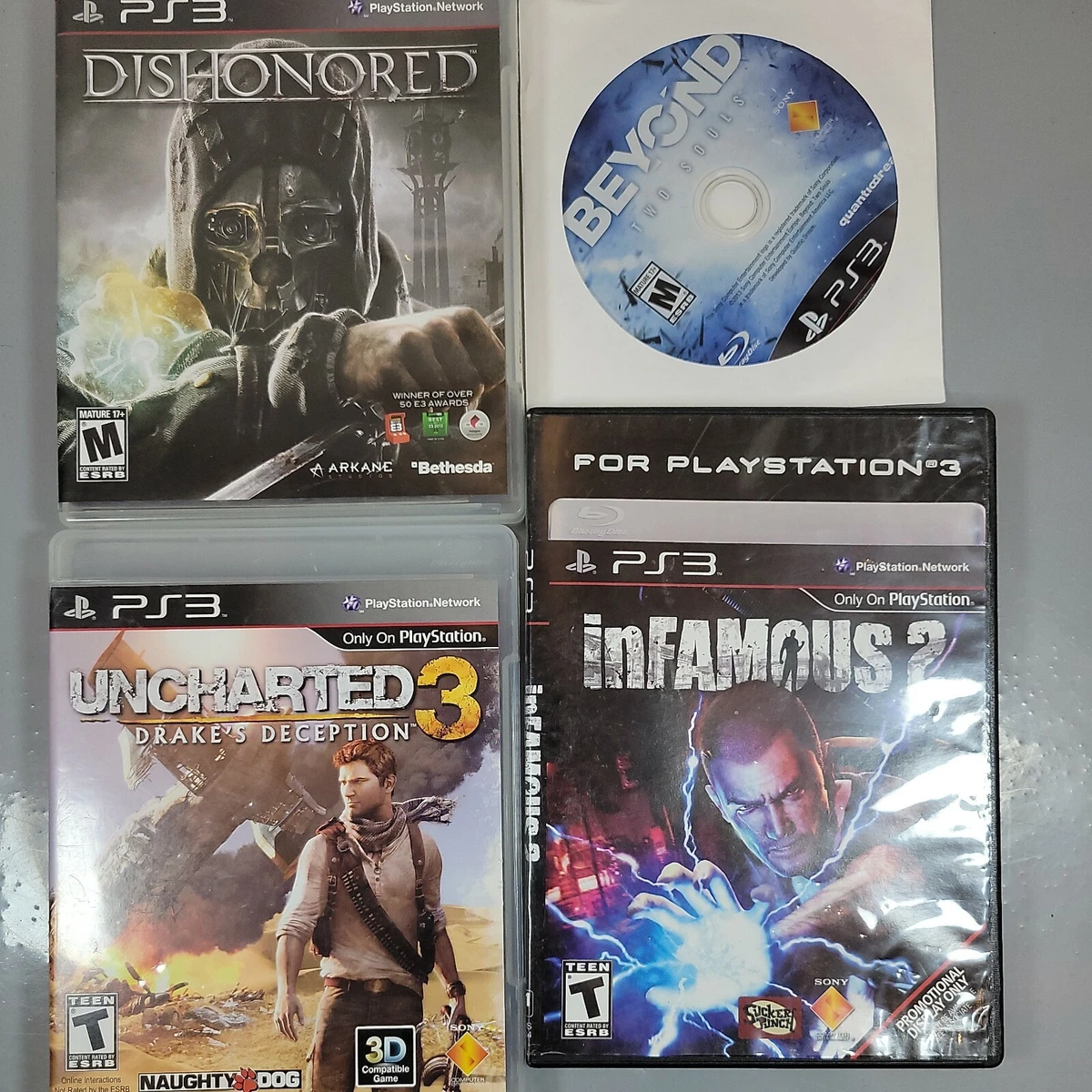 PS3 Lot of 3 Games Uncharted Uncharted 2 & Infamous Playstation 3