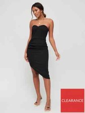 V by Very Bandeau Asymmetric Hem Bodycon Dress - Black UK 8 RRP £65