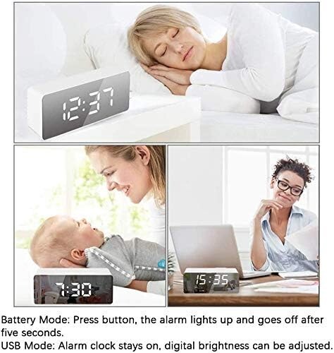 JSTH Digital Alarm Clock, Bedside Clocks with Snooze Time Temperature Mirror Sur - Picture 4 of 5