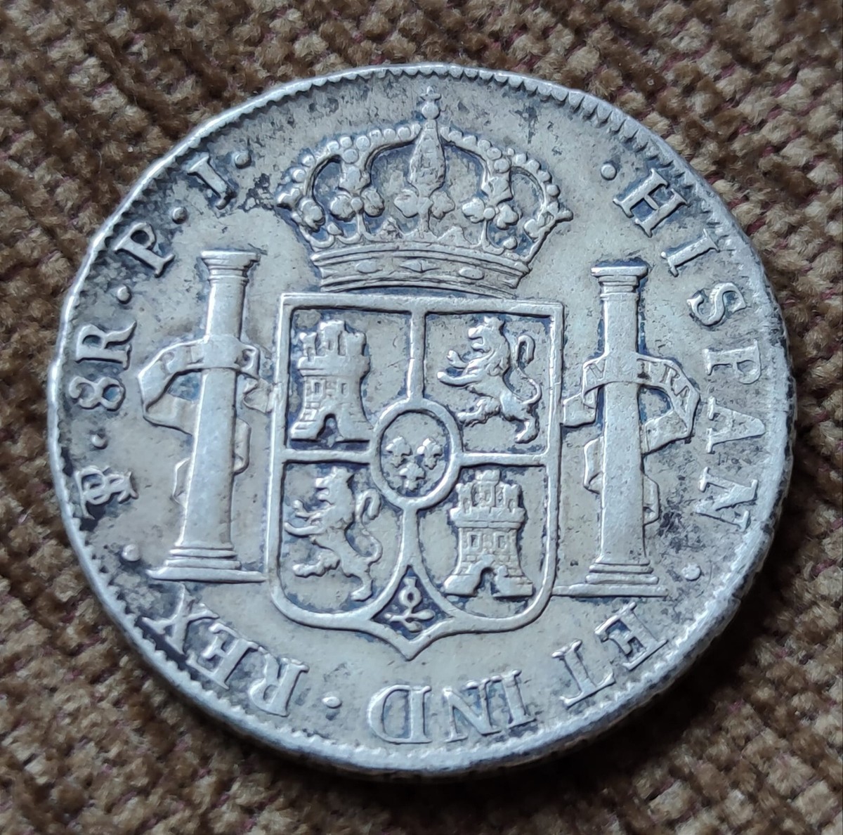 🔴BOLIVIA 8 Reales 1818 VF POTOSI PJ FERDINAND VII 26.90 g SILVER