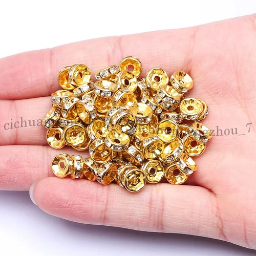 Wholesale 100Pcs Crystal Rhinestone Rondelle Loose Spacer Beads Jewelry Making - Picture 3 of 25