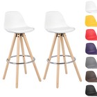 2er Set Barhocker Tresenhocker Barstuhl Holz mit Lehne Stuhl Weiß BH45ws-2