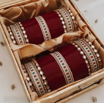 bridal chura set/ Bridal Punjabi Chura/ bangle set/ chuda Wear Red