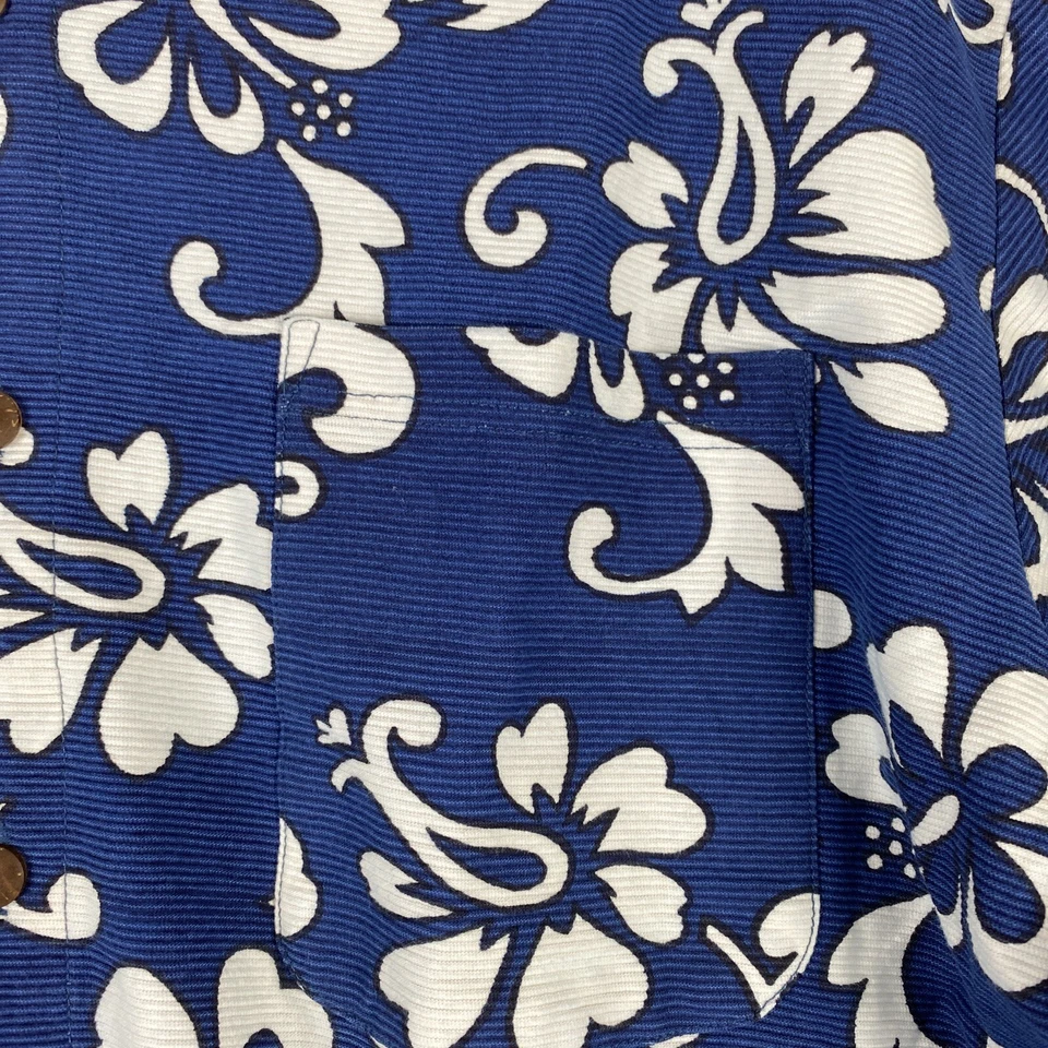 NWT Mens Point Zero Tropical Hawaiian Shirt Large Blue Floral Rib Knit Fabric - Image 4 of 4
