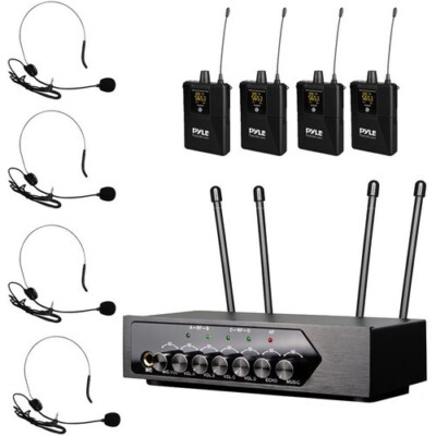 Pyle Pro PDWM4122 UHF Wireless System with 4 Bodypacks, 4 Headset Mics & Receive