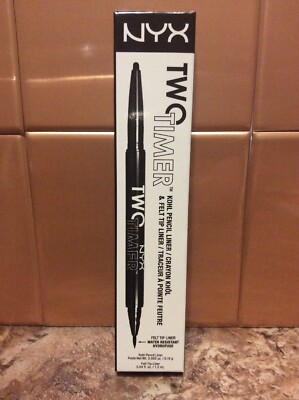 NYX  Two Timer Jet Black TT01 Kohl Pencil Liner And Felt Tip Liner