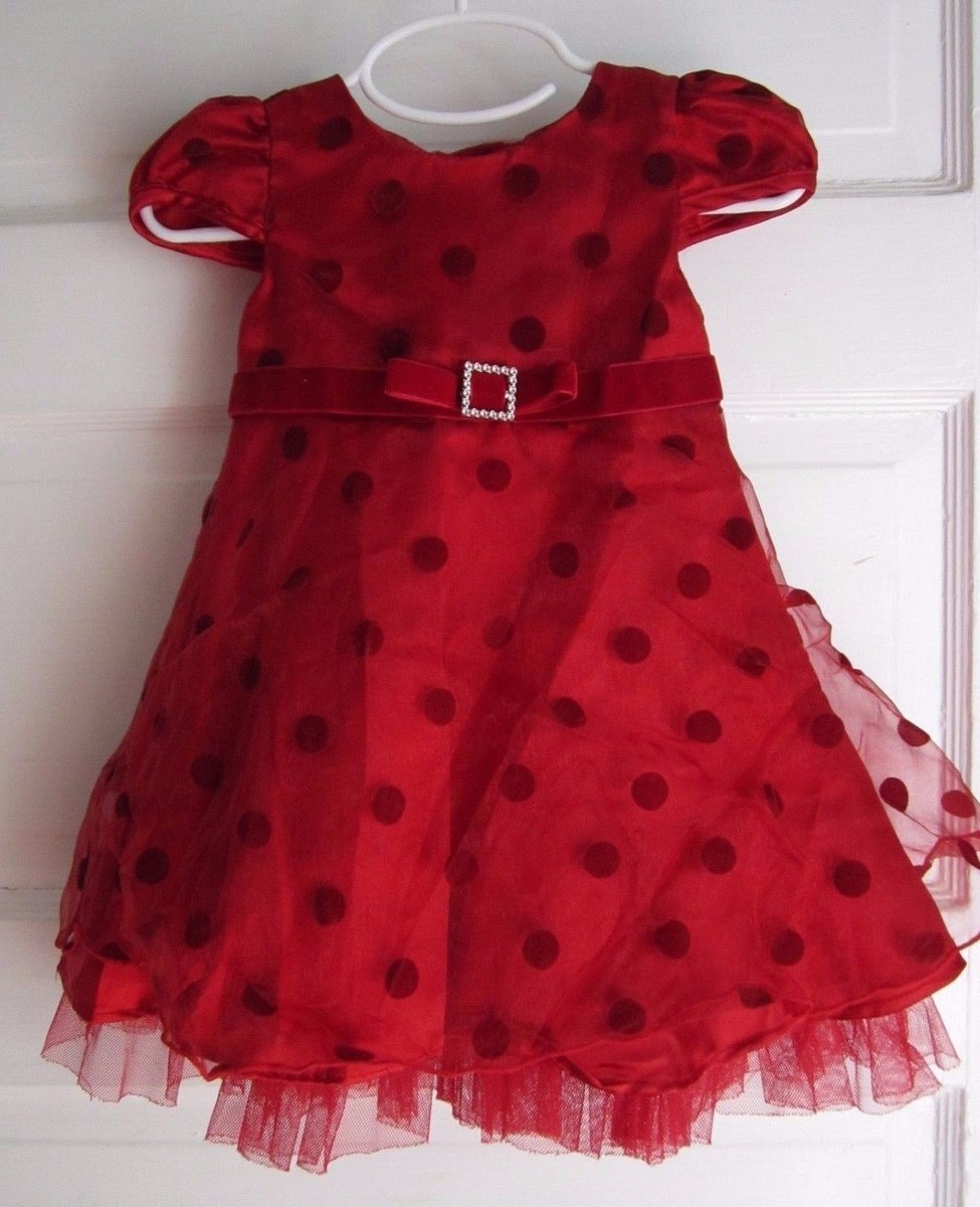 Youngland Velvet Tulle Polka Dotted Party Formal Holiday Dress Baby Girls sz 18M Youngland Velvet Tulle Polka Dotted Party Formal Holiday Dress Baby Girls sz 18M