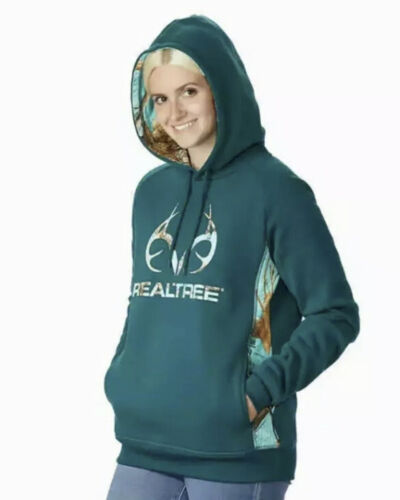 Realtree Sweatshirt Hoodie Green Camo Pullover Pockets Women’s LARGE NEW - Picture 2 of 6