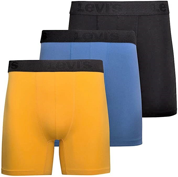 LEVI'S MEN'S PACK 3 - YELLOW BLUE - LARGE - UNDERWEAR X3 BOXER BRIEFS MICROFIBER