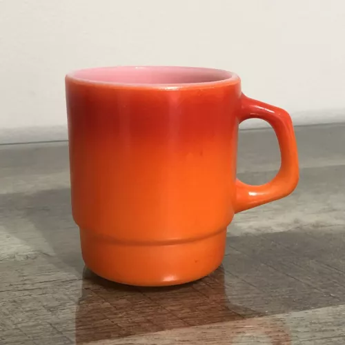 Vintage Anchor Hocking Fire King Ware Orange Coffee Mug Cup