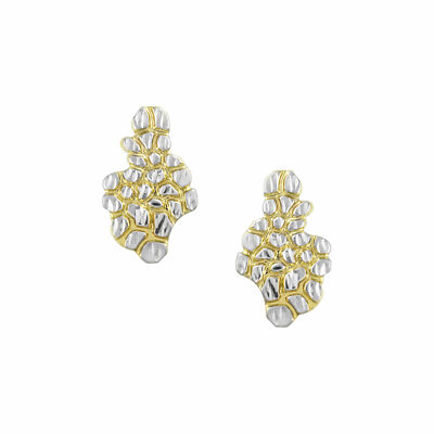 1'' Nugget Diamantschliff Ohrstecker gebunden 1/10 10k Gelbgold