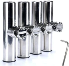 Amarine Made 4 Pack Stainless Clamp on Fishing Rod Holder for Rails 1" to 1-1/4"