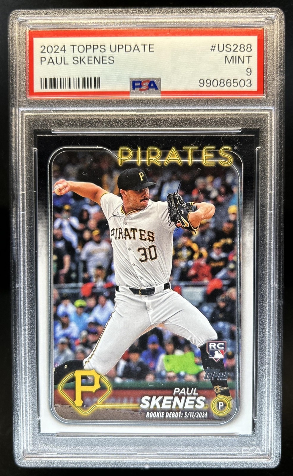 2024 Topps Update Paul Skenes RC Rookie #US288 Pirates PSA 9 view 1