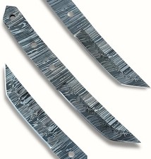 LOT OF 5 DAMASCUS STEEL BLANK BLADE FULL TANG DIY HUNTING TANTO KNIFE MAKING