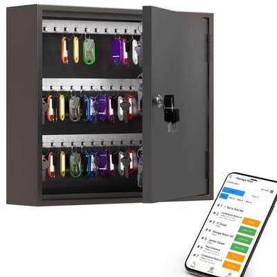 90-Keys Key Lock Box, Key Cabinet with Key Management System App (Track Key B...
