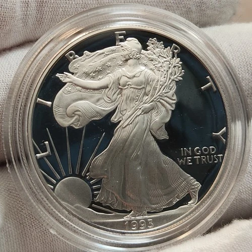 1993 P American Silver Eagle - Choice Proof Bullion $1 Coin OGP COA Q-7593p2