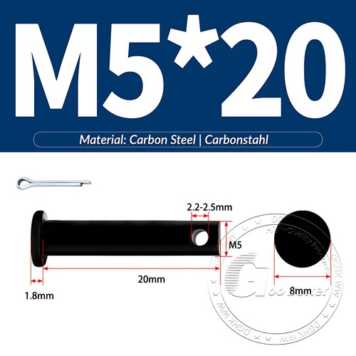Pasador de horquilla negro pasador de bisagra pasador de retención pasador de aparejo métrico de acero al carbono M4-M30 - Imagen 21 de 201