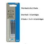 2x Parker Quink Blue Ink Cartridges for Parker Fountain Pens 1 pack=3 Cartridges