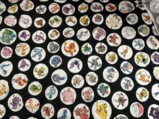 BLACK POKEMON CIRCLES FABRIC MONSTER 100 COTTON Robert Kaufman 2017 73159