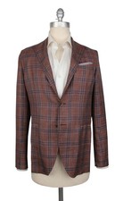 Isaia Brown Wool Blend Window Pane Sportcoat - 40/50 - IS711233