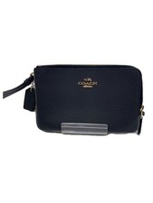 COACH Leather Key Case, Black, Women's