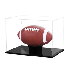 Football Display Case Full Size, Acrylic Clear Box with Stand, UV Transparent 