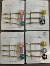 Girls 4-3pks of Hair Barrettes Butterflies and Flowers Pastel 12 Clips Women  s