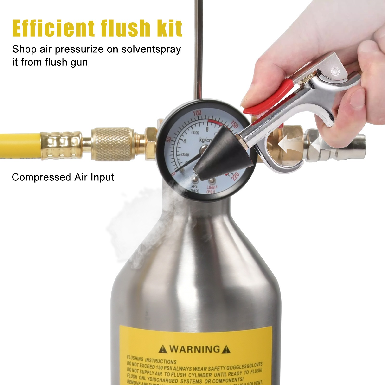 AC Flush Set Air Conditioner System Clean Canister Gun for R134a R12 R22 R404a