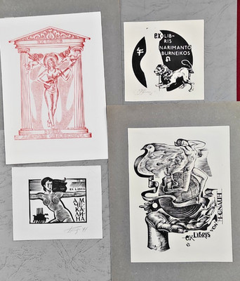 exlibris bookplate woman lady  lot of 4 art Bushok Sklyaruk Katkus