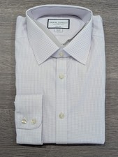 Charles Tyrwhitt Shirt 16.5/36 NWT Extra Slim Fit Non-Iron Lilac Purple Check