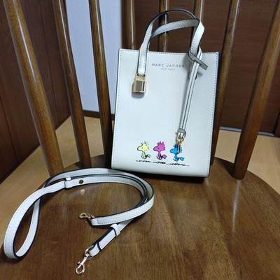 Marc Jacobs The Mini Grind Peanuts Woodstock 2-Way Crossbody Tote Bag Off-White