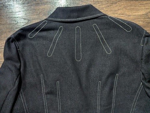 Work To Weekend Black Denim Jacket Accent Buttons & Embroidery Stretch Size 14 - Picture 13 of 14