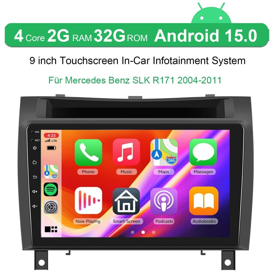 DAB+ Android 15 CarPlay Autoradio GPS Navi Für Mercedes-Benz SLK R171 2004-2011 - Bild 3 von 4