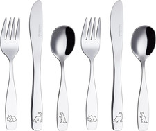 Kids Flatware 6 Pieces Stainless Steel Children Silverware 2 X Forks, 2 X Knives