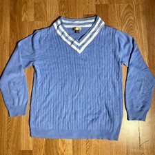 White Stag Sweater Women s Size L G 12-14 White V-Neck Long Sleeve Knitted