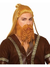 Viking Wig Beard Brown Medieval Fancy Dress Up Halloween Adult Costume Accessory