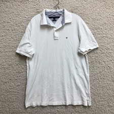 Tommy Hilfiger Polo Shirt Extra Large Adult White Custom Fit Short Sleeve Mens