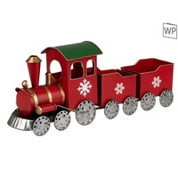 Dekoobjekt Eisenbahn Mit Wagons Rot H. 20Cm L. 48Cm Aus Metall Formano