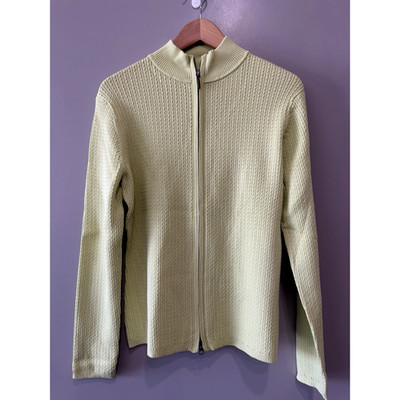 Nordstrom light Cardigan Sweater Women's lime fisherman Rayon cable knit Sz-L