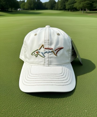 #ad Greg Norman Beige w Tan Stitching Embroidered Shark Logo Golf Hat Cap New $16.99